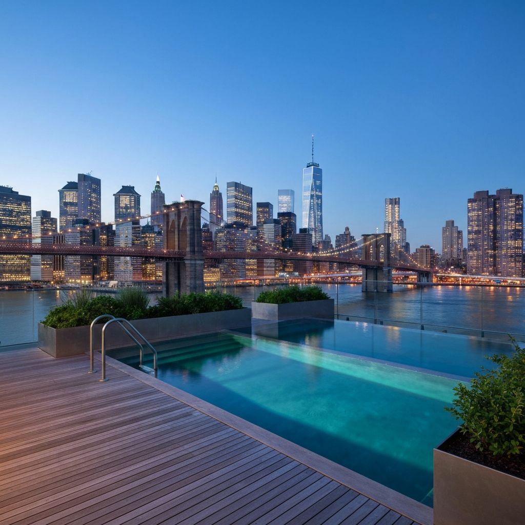 Brooklyn Bridge View Pool at 1 Hotel Brooklyn Bridge