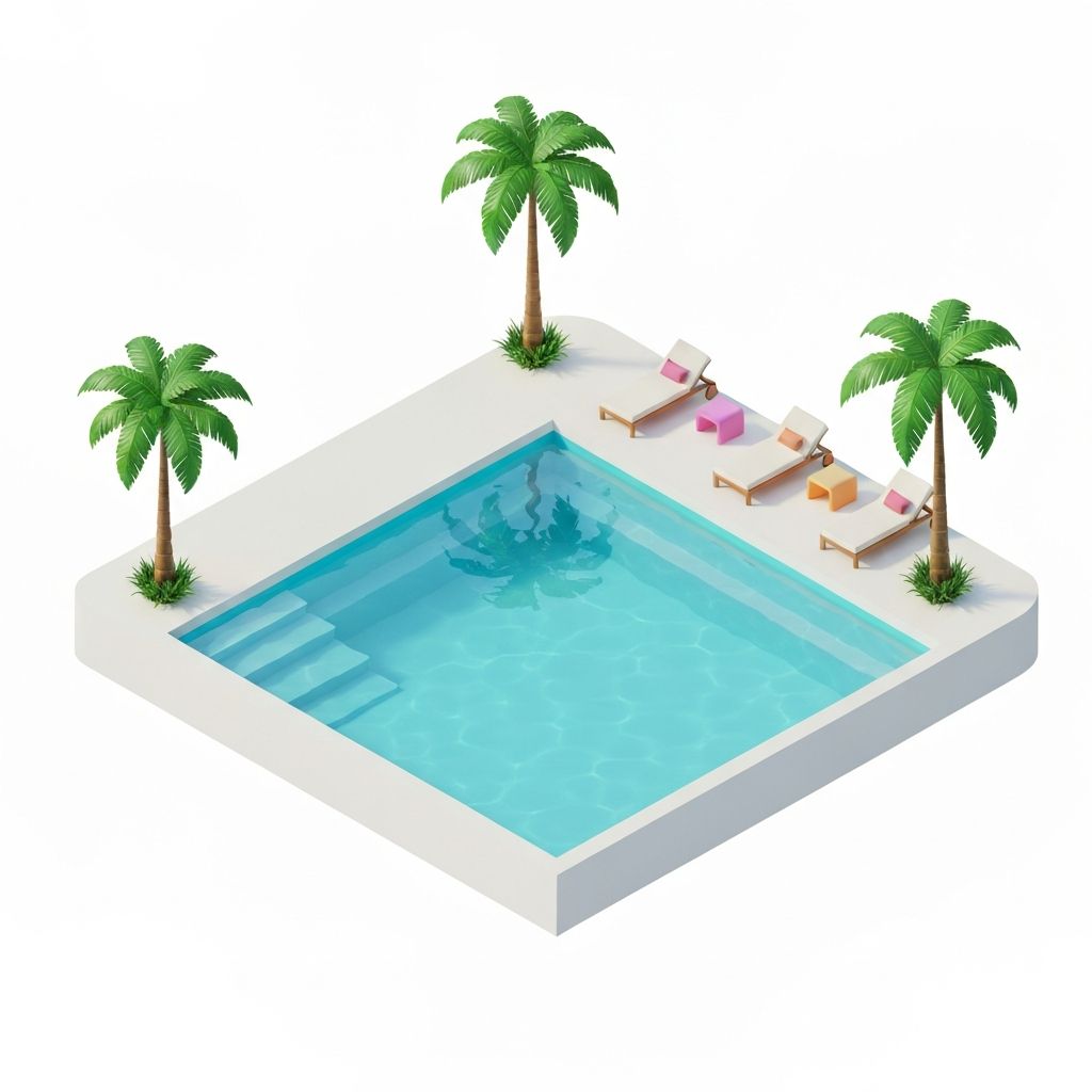 3D illustration of a luxury pool
