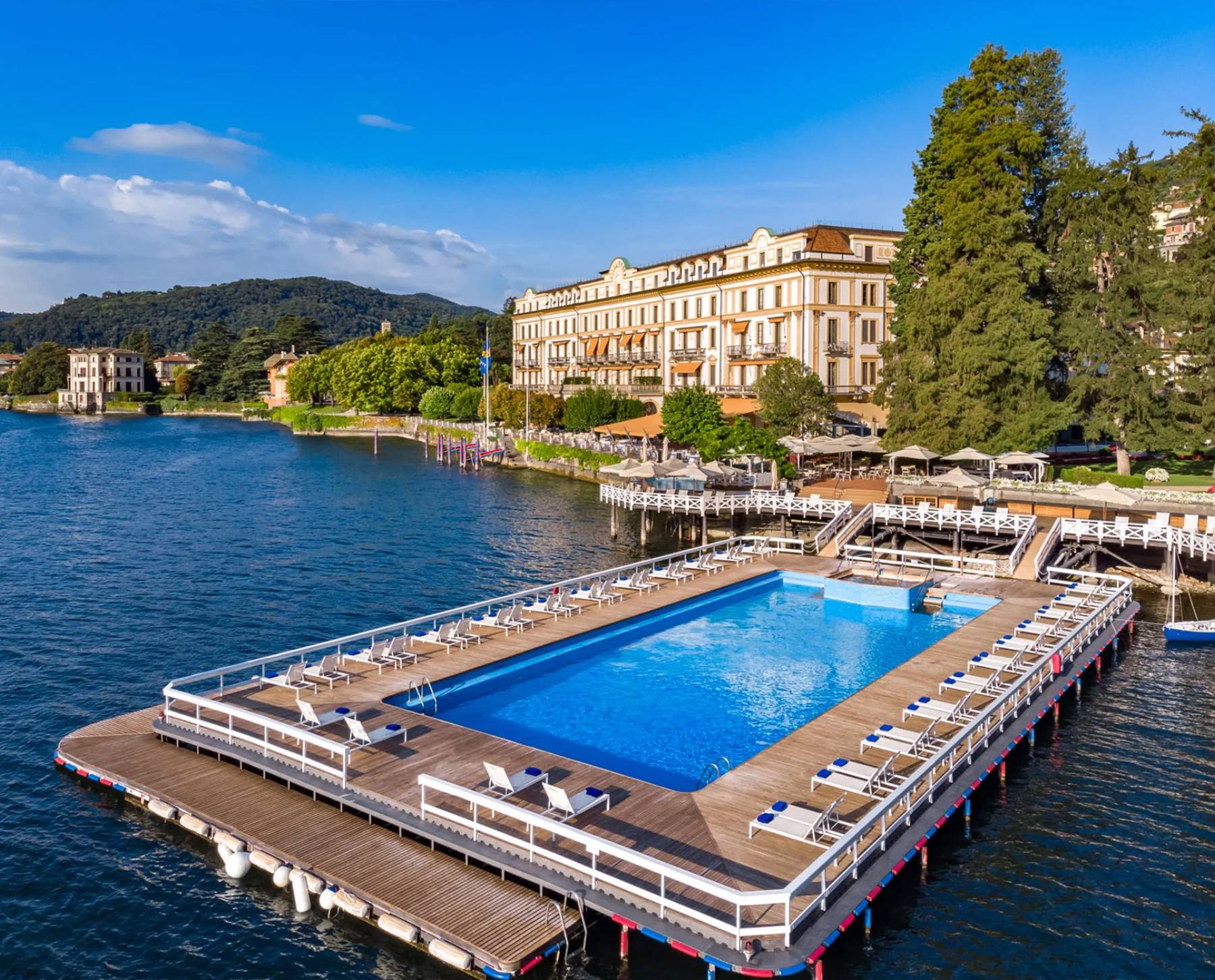 A hotel pool in Lake Como